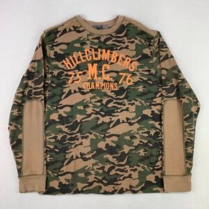 Vintage Old Navy Thermal T-Shirt Mens Large Camo Biker MTB MotoX Long Sleeve Y2K